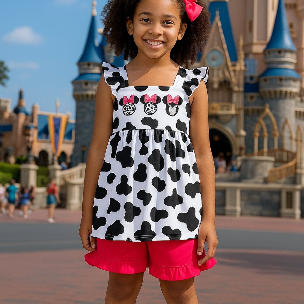Embroidered Cow Print Minnie